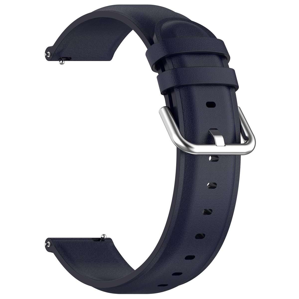 20mm Round Tail Genuine Leather Watch Band(Navy Blue)