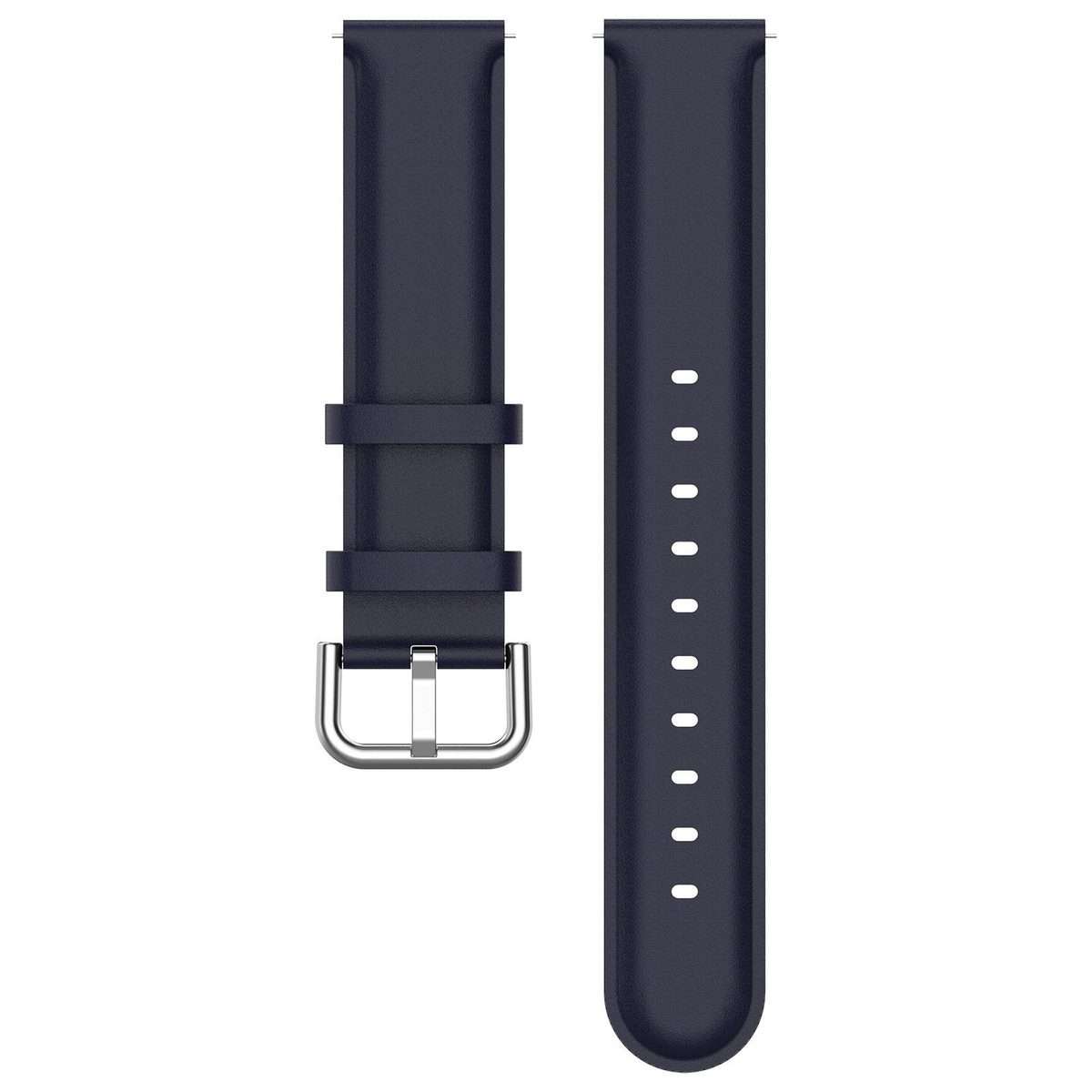 20mm Round Tail Genuine Leather Watch Band(Navy Blue)