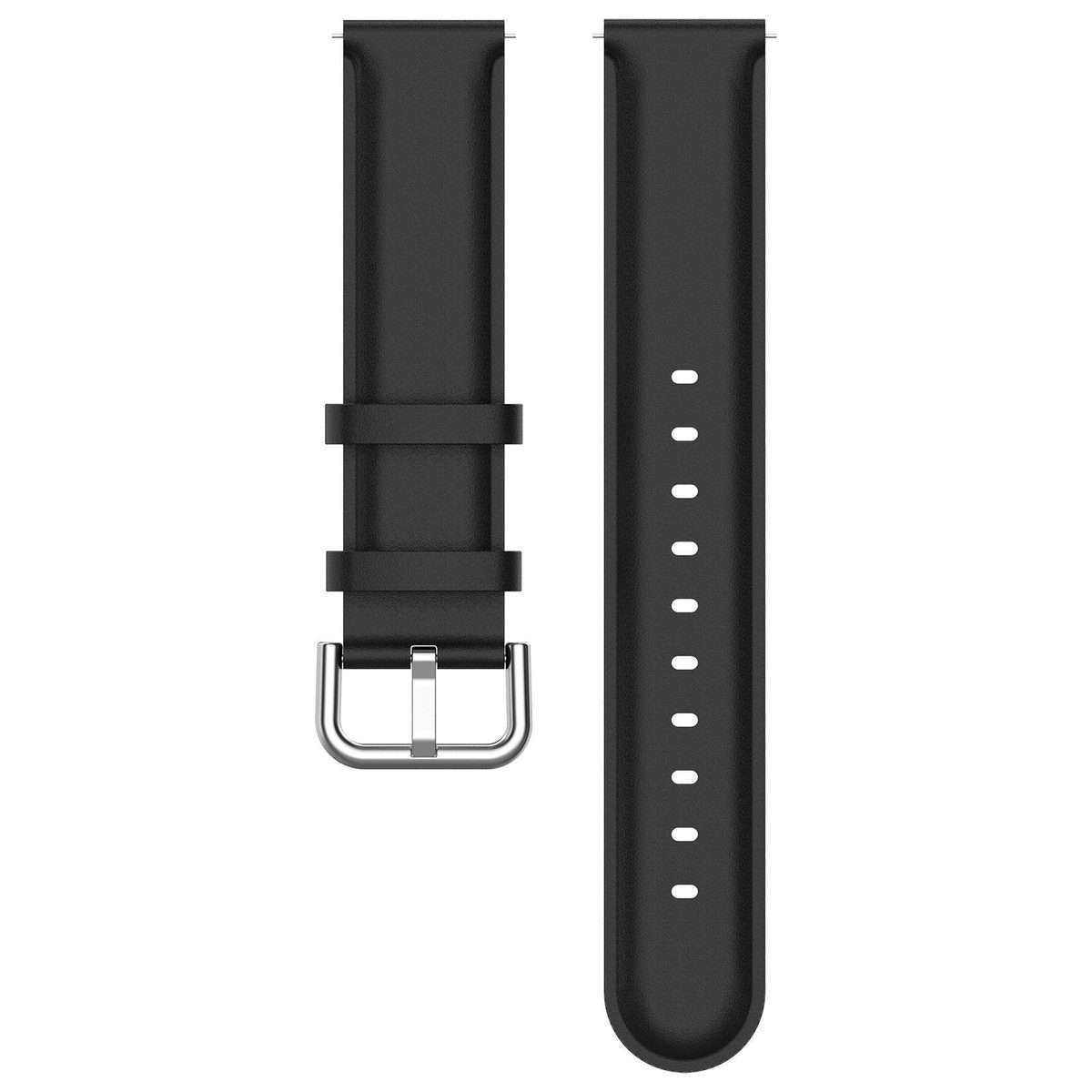 20mm Round Tail Genuine Leather Watch Band(Black)