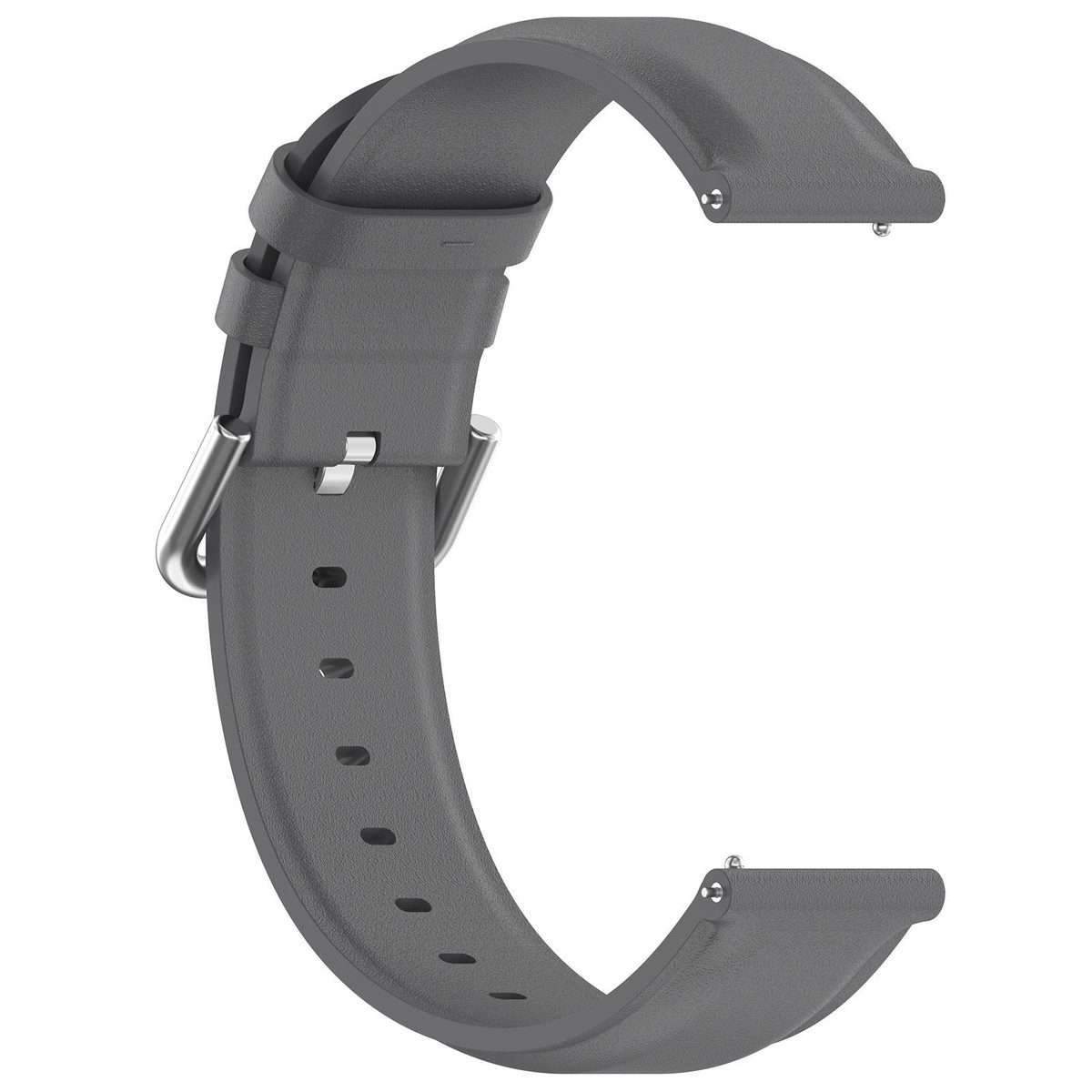 20mm Round Tail Genuine Leather Watch Band(Grey)