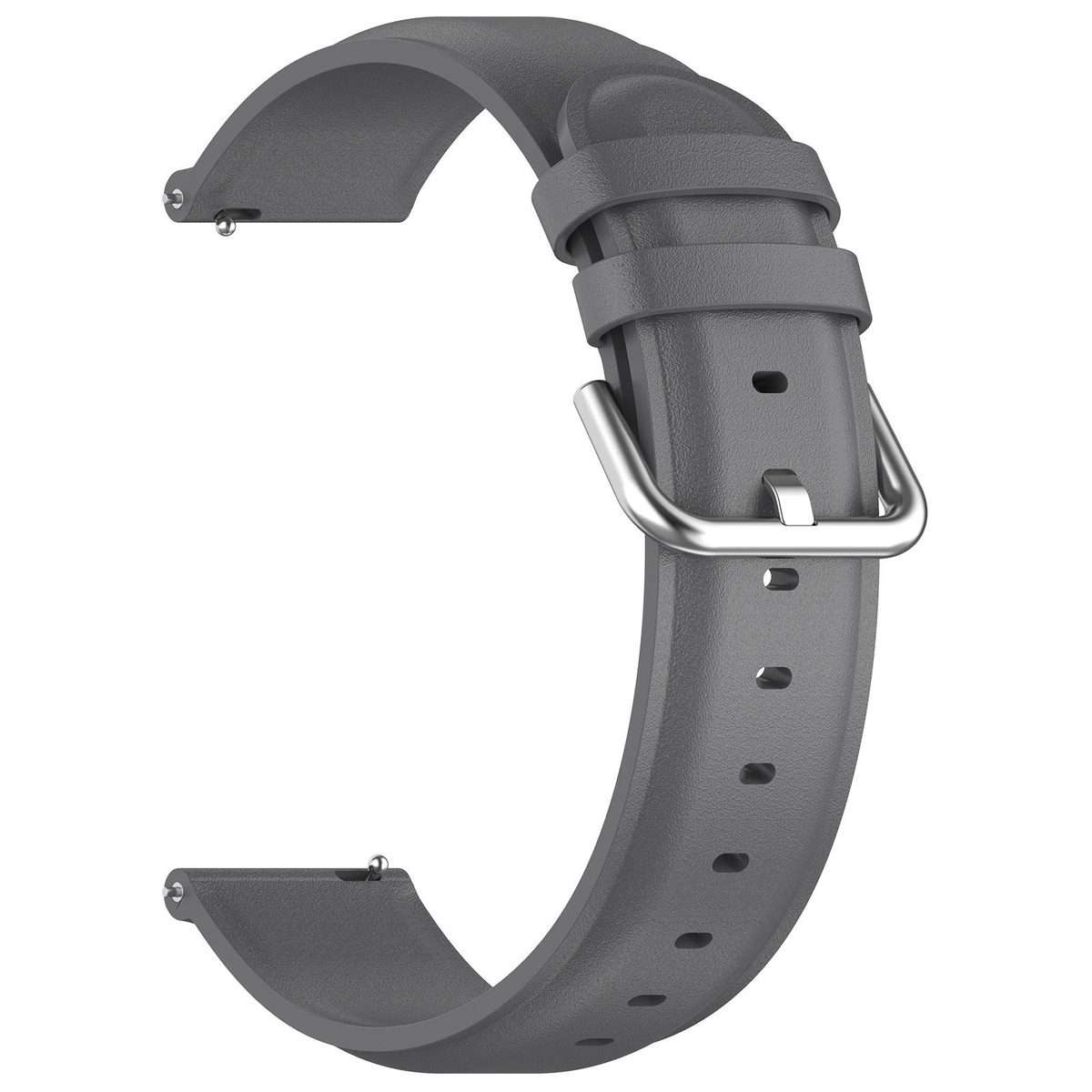 20mm Round Tail Genuine Leather Watch Band(Grey)