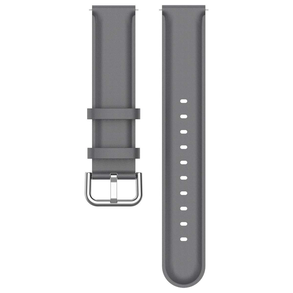 20mm Round Tail Genuine Leather Watch Band(Grey)