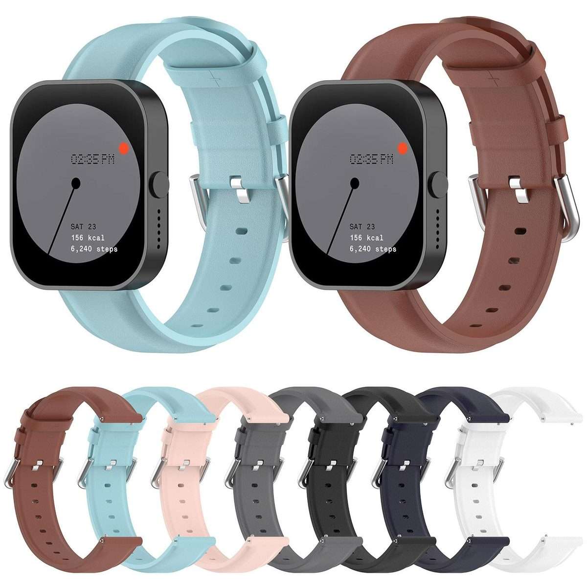 20mm Round Tail Genuine Leather Watch Band(Grey)
