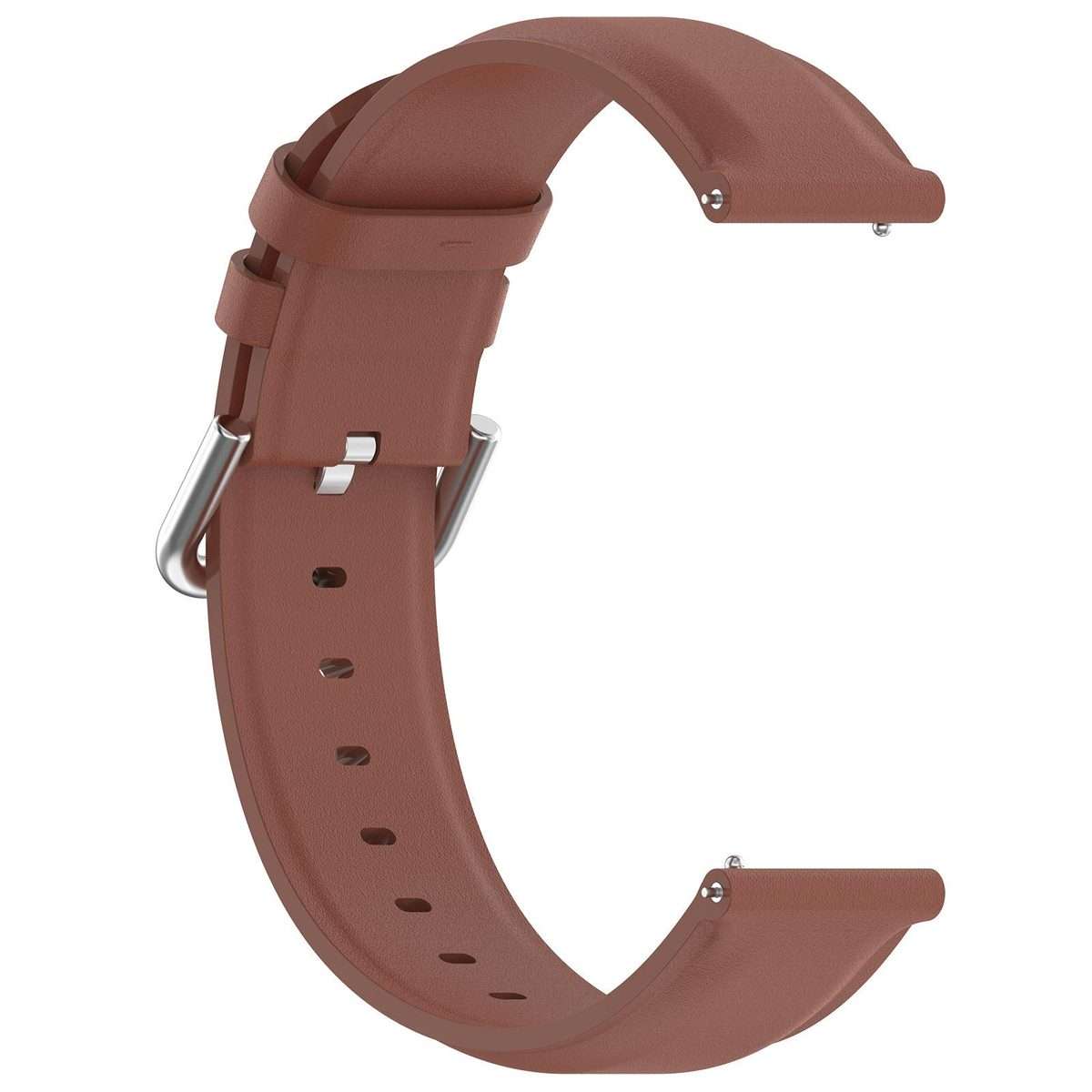 20mm Round Tail Genuine Leather Watch Band(Brown)