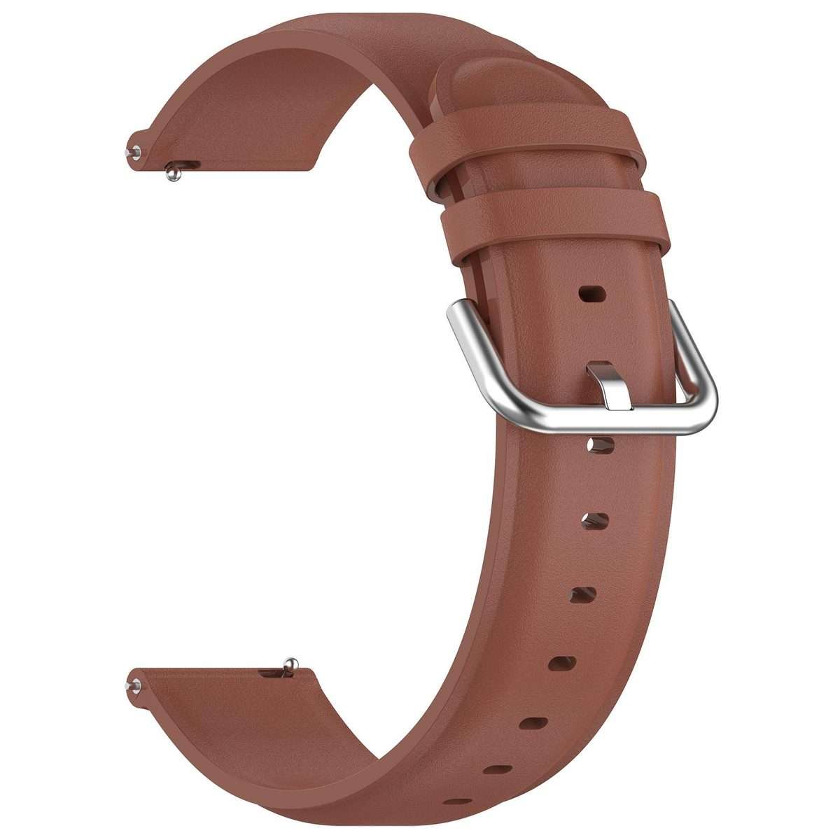 20mm Round Tail Genuine Leather Watch Band(Brown)