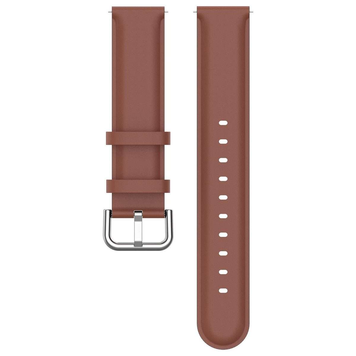 20mm Round Tail Genuine Leather Watch Band(Brown)
