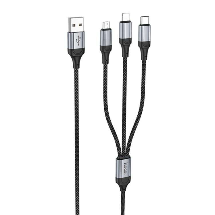 hoco X102 Fresh 3 in 1 Charging Data Cable, Length: 1m(Black)