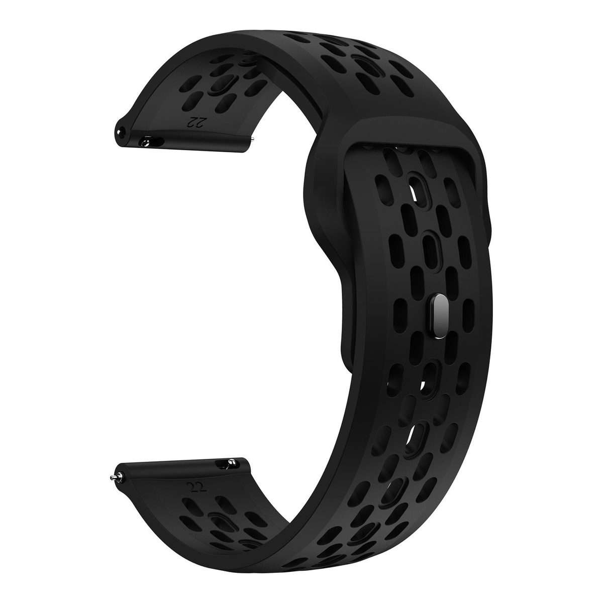 20mm xDfind Flat Head Breathable Hole Black Buckle Silicone Watch Band(Black)