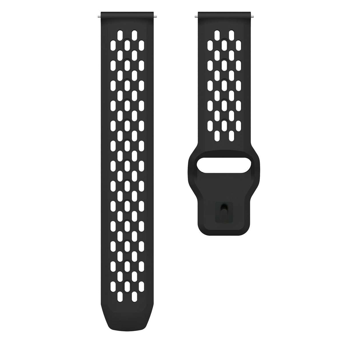 20mm xDfind Flat Head Breathable Hole Black Buckle Silicone Watch Band(Black)