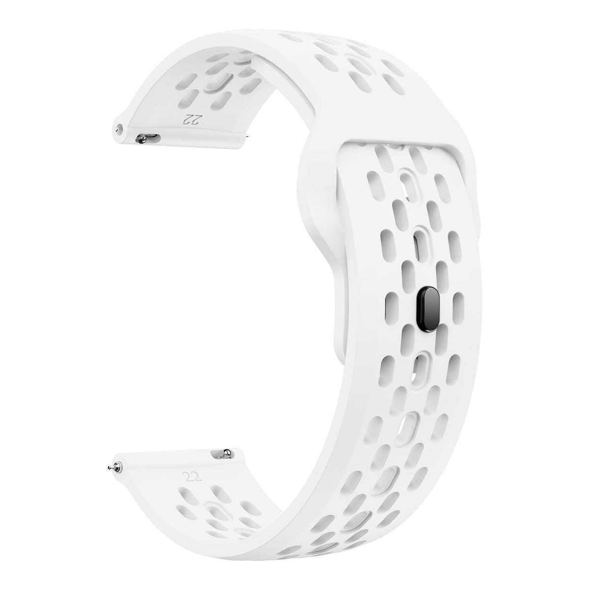 20mm xDfind Flat Head Breathable Hole Black Buckle Silicone Watch Band(White)