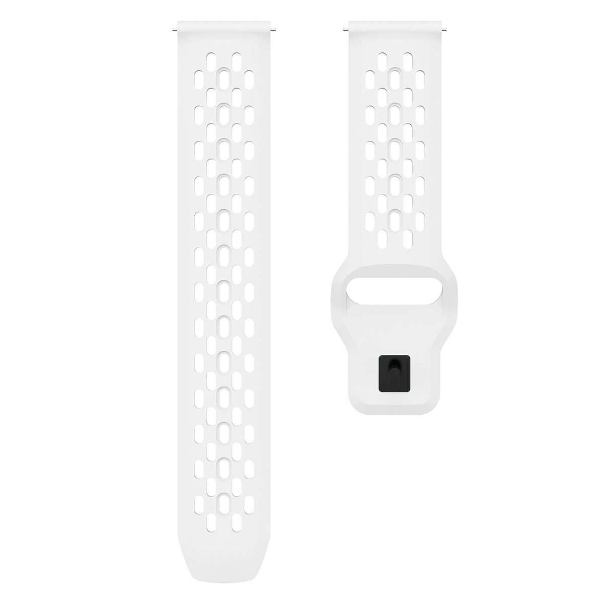 20mm xDfind Flat Head Breathable Hole Black Buckle Silicone Watch Band(White)