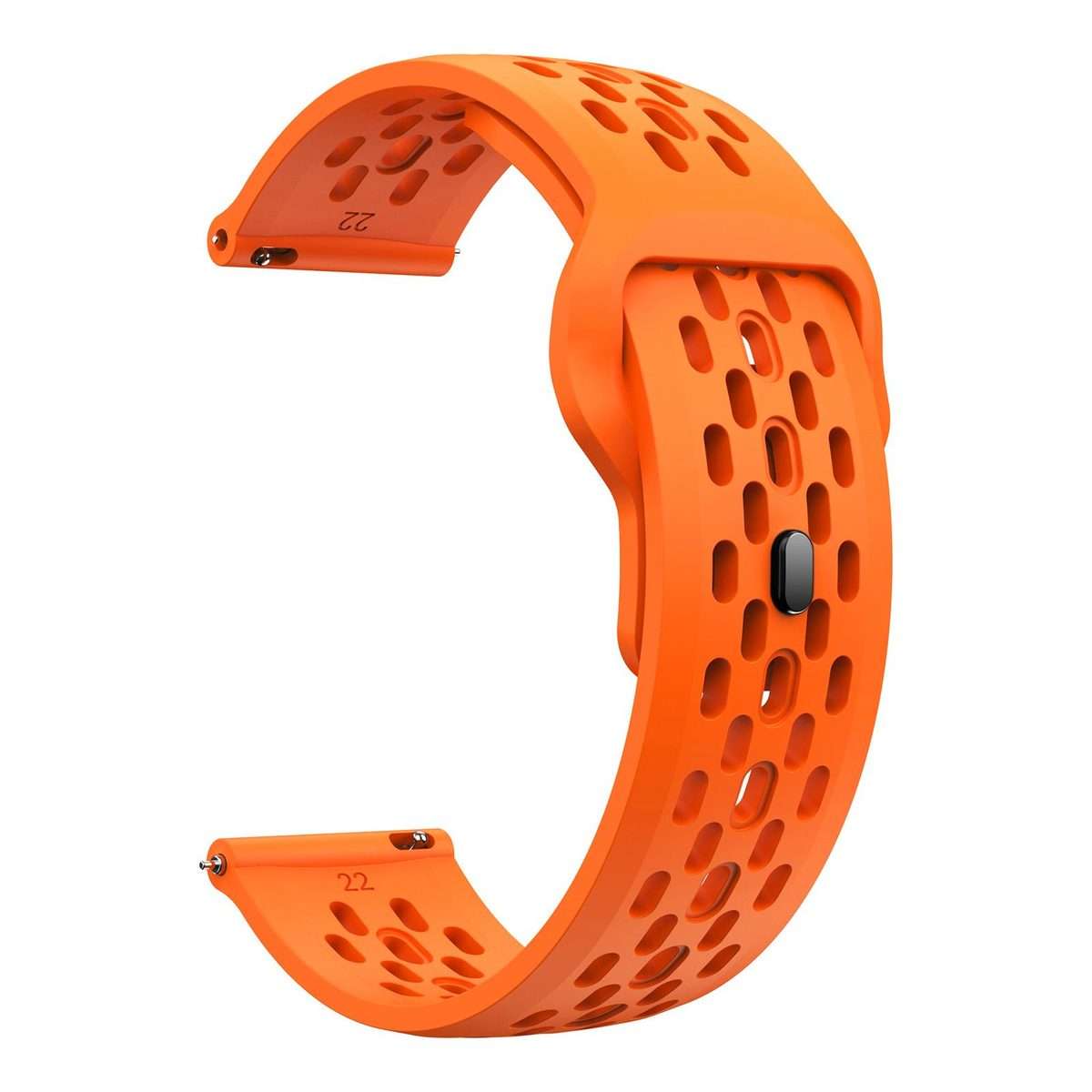 20mm xDfind Flat Head Breathable Hole Black Buckle Silicone Watch Band(Orange)