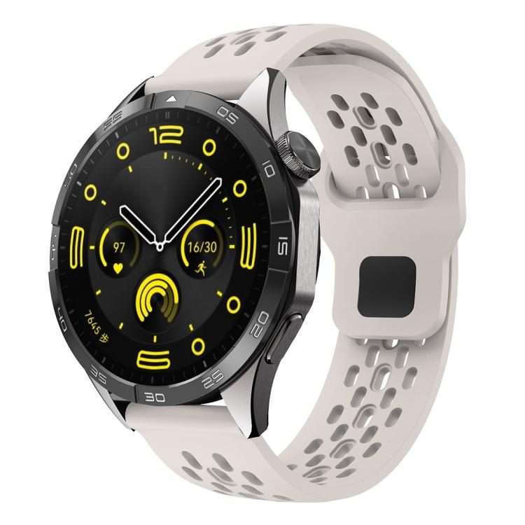20mm xDfind Flat Head Breathable Hole Black Buckle Silicone Watch Band(Starlight)