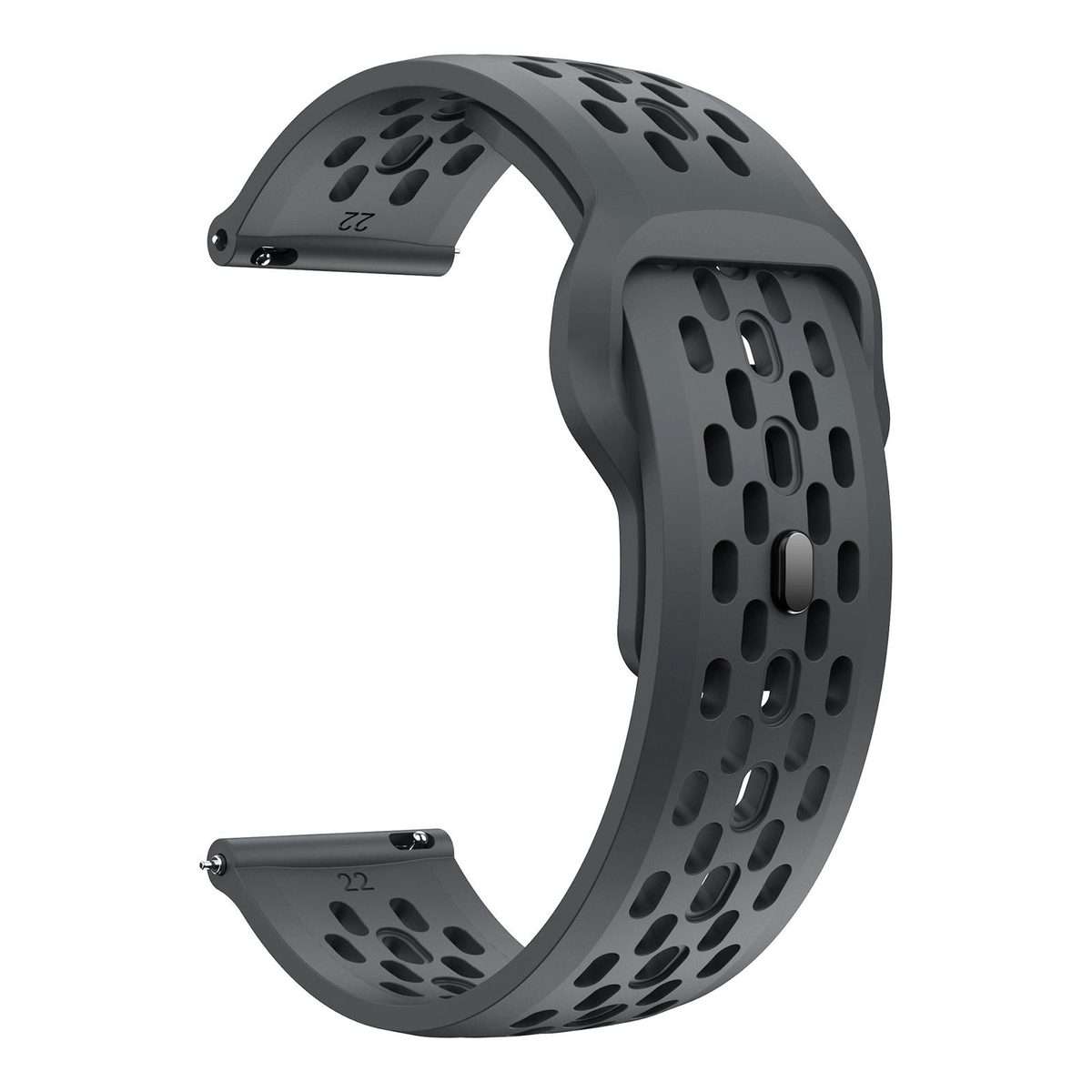 20mm xDfind Flat Head Breathable Hole Black Buckle Silicone Watch Band(Space Grey)