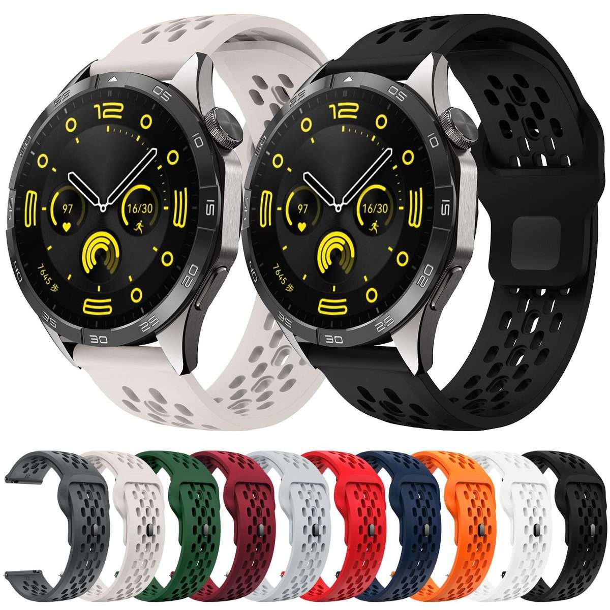 20mm xDfind Flat Head Breathable Hole Black Buckle Silicone Watch Band(Space Grey)