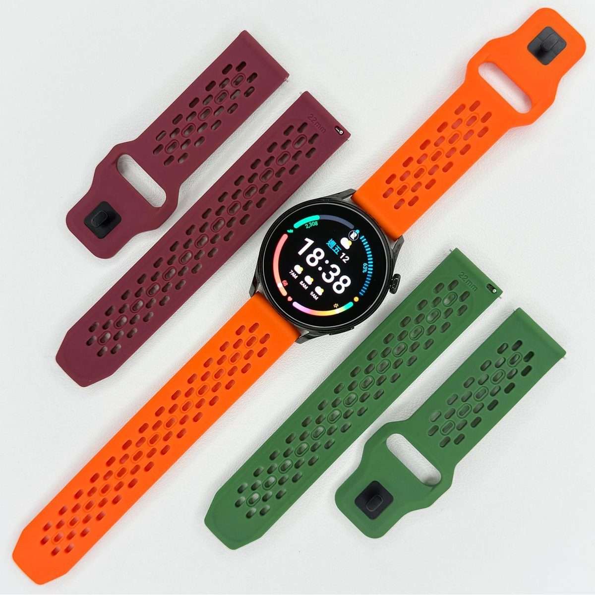 20mm xDfind Flat Head Breathable Hole Black Buckle Silicone Watch Band(Space Grey)