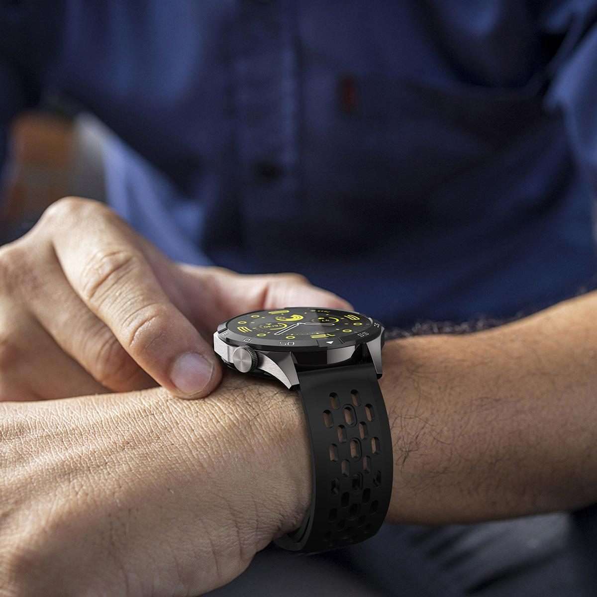 20mm xDfind Flat Head Breathable Hole Black Buckle Silicone Watch Band(Space Grey)