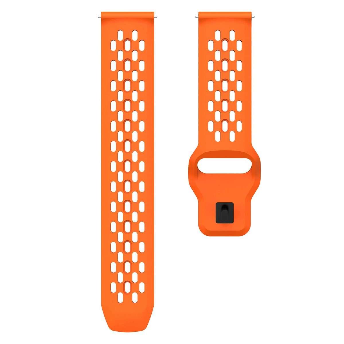 22mm xDfind Flat Head Breathable Hole Black Buckle Silicone Watch Band(Orange)