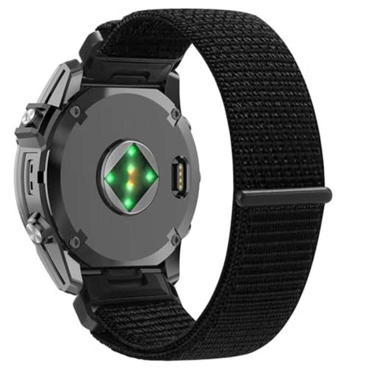 For Garmin 22mm Nylon Hook and Loop Fastener Quick Release Watch Band(Black)