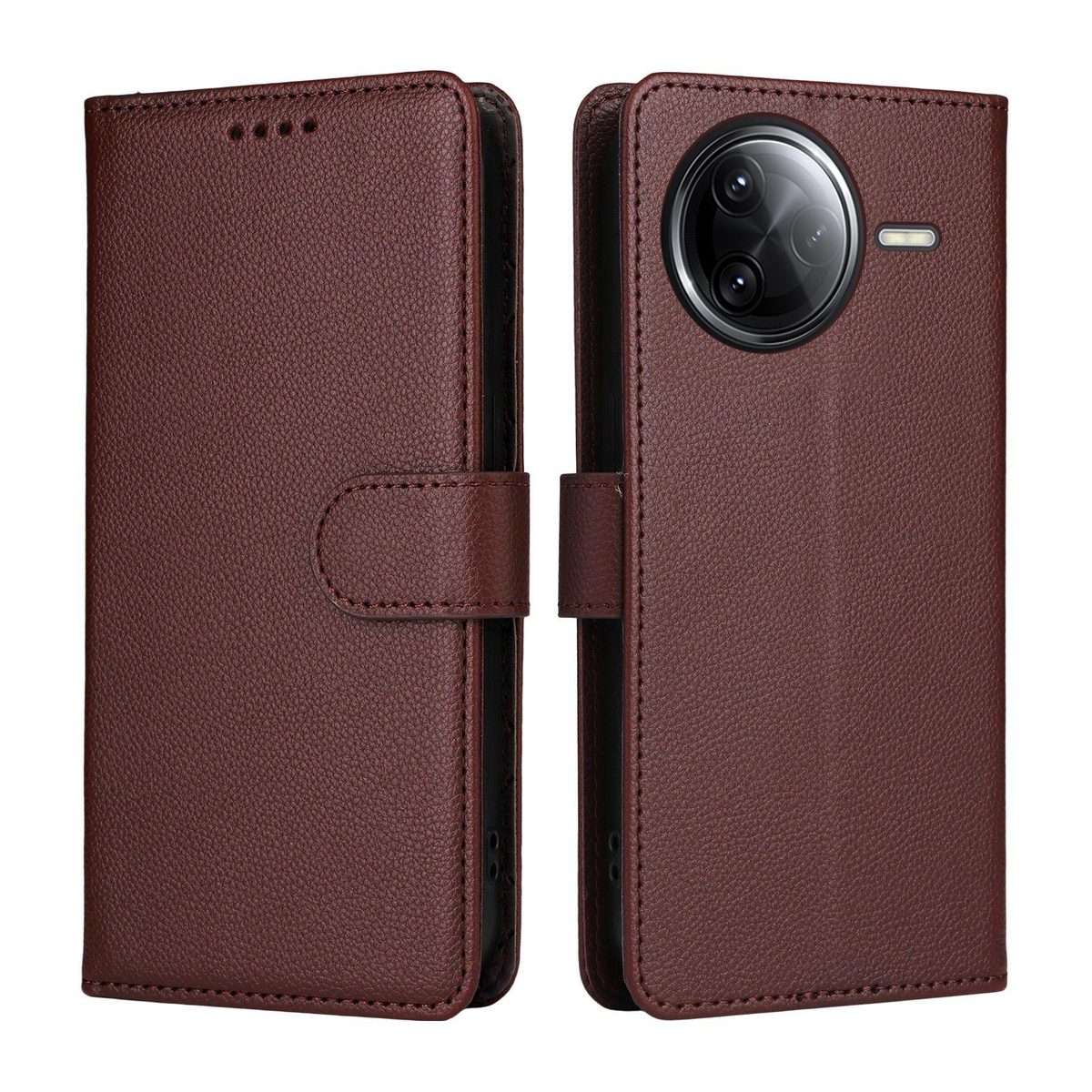 For Redmi K80 Pro / Poco F7 Ultra Litchi Texture RFID Blocking 3-Card Wallet Leather P ... (Brown)