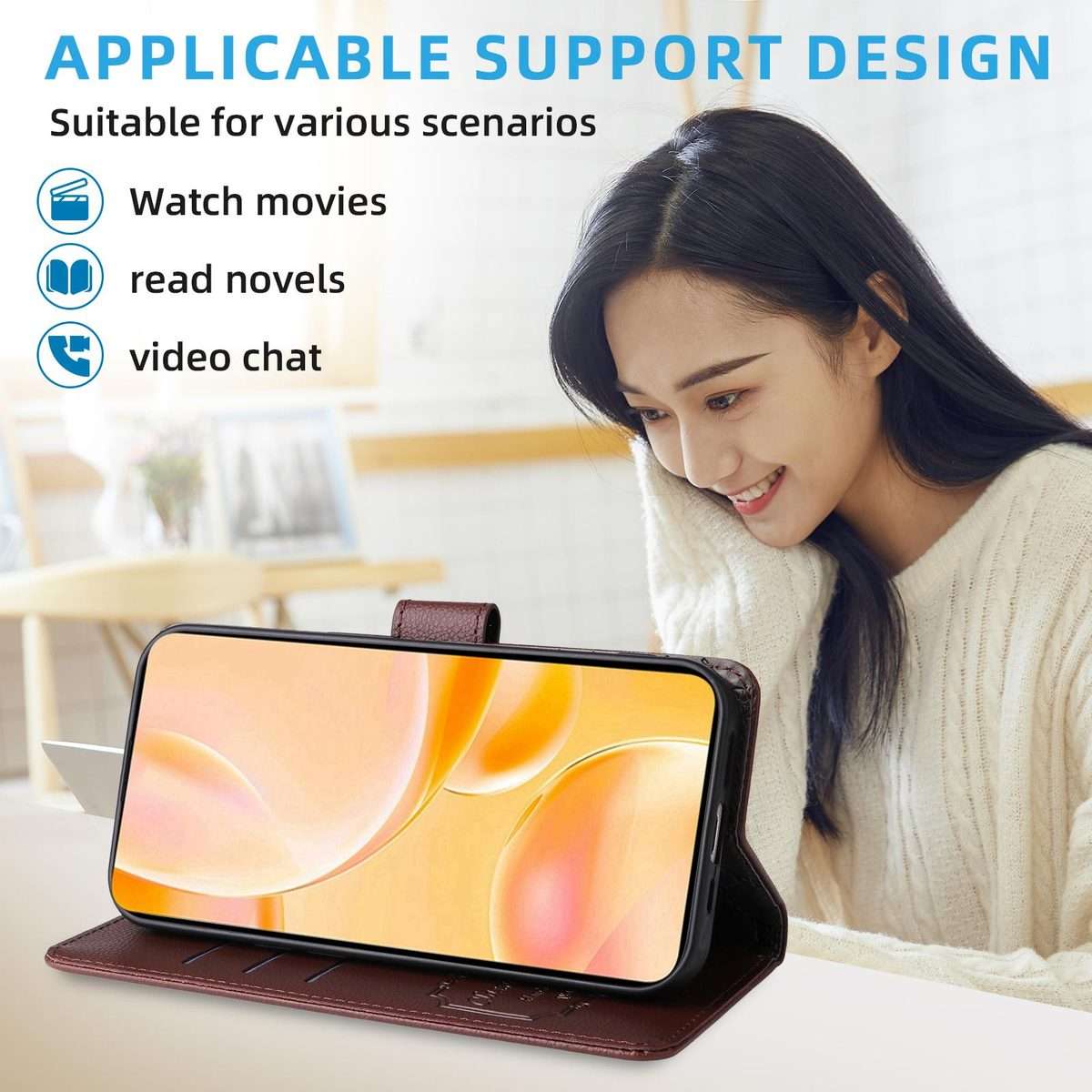 For Redmi K80 Pro / Poco F7 Ultra Litchi Texture RFID Blocking 3-Card Wallet Leather P ... (Brown)
