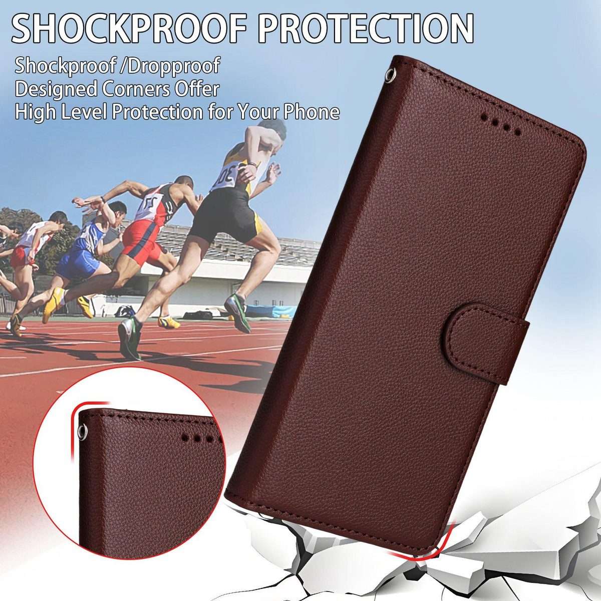 For Redmi K80 Pro / Poco F7 Ultra Litchi Texture RFID Blocking 3-Card Wallet Leather P ... (Brown)