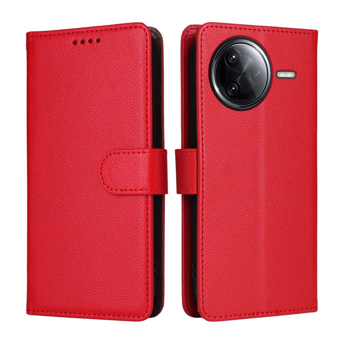 For Redmi K80 Pro / Poco F7 Ultra Litchi Texture RFID Blocking 3-Card Wallet Leather Pho ... (Red)