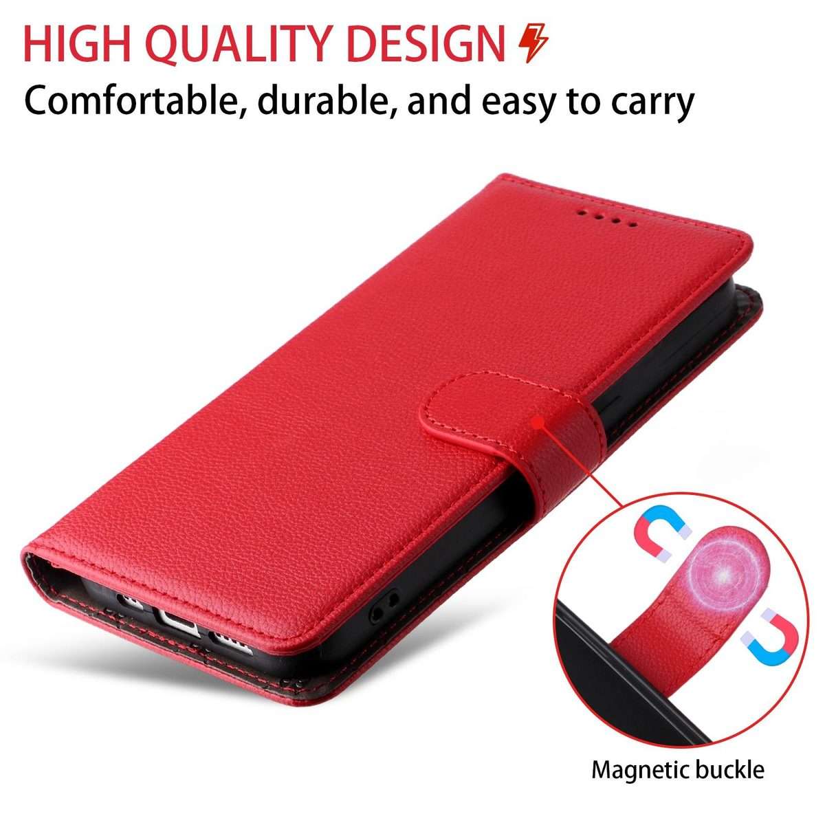 For Redmi K80 Pro / Poco F7 Ultra Litchi Texture RFID Blocking 3-Card Wallet Leather Pho ... (Red)