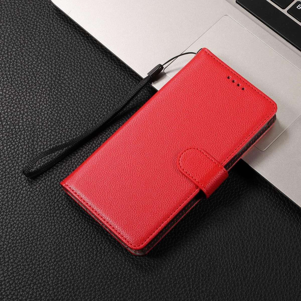 For Redmi K80 Pro / Poco F7 Ultra Litchi Texture RFID Blocking 3-Card Wallet Leather Pho ... (Red)