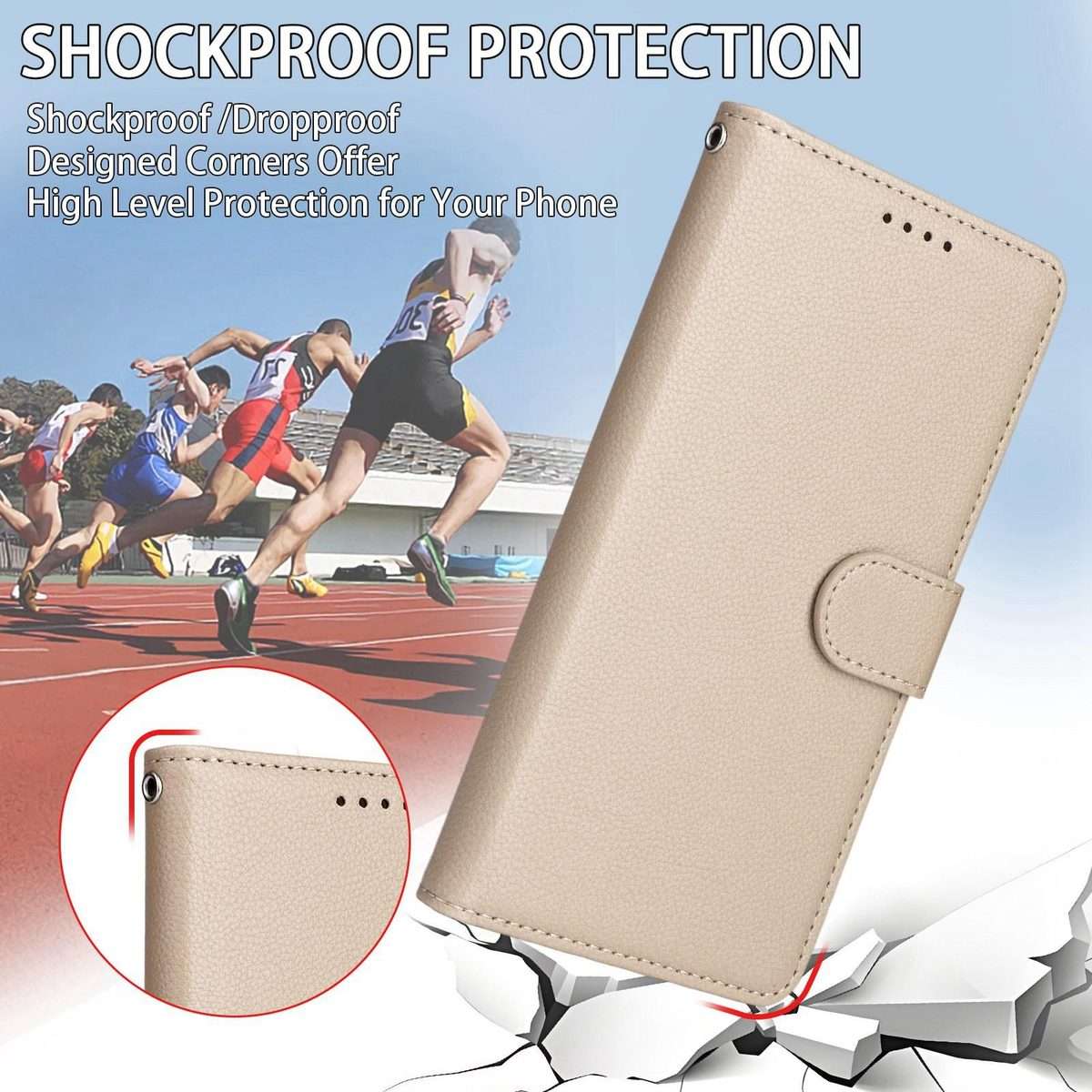 For Redmi Note 15 Pro+ 5G Global 163.3mm Litchi Texture RFID Blocking 3-Card Wallet Le ... (Beige)