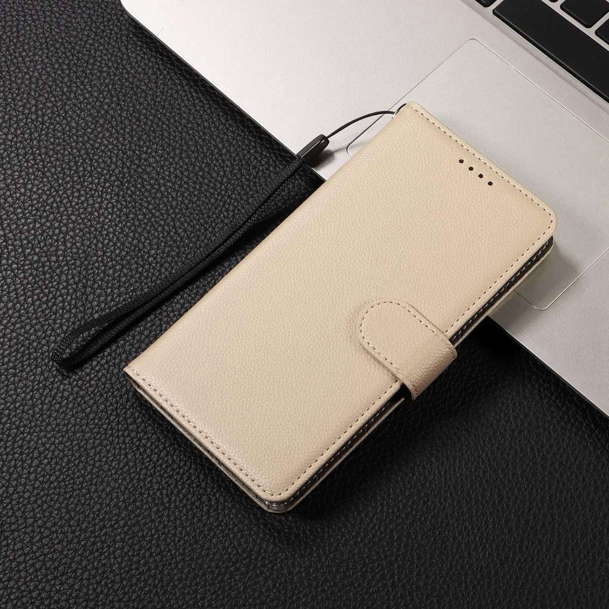 For Redmi Note 15 Pro+ 5G Global 163.3mm Litchi Texture RFID Blocking 3-Card Wallet Le ... (Beige)