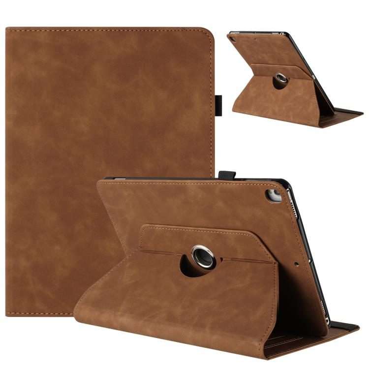 For iPad 10.2 2020 / 2019 / 10.5 2019 Solid Color Rotation Holder Leather Smart Tablet Case(Brown)