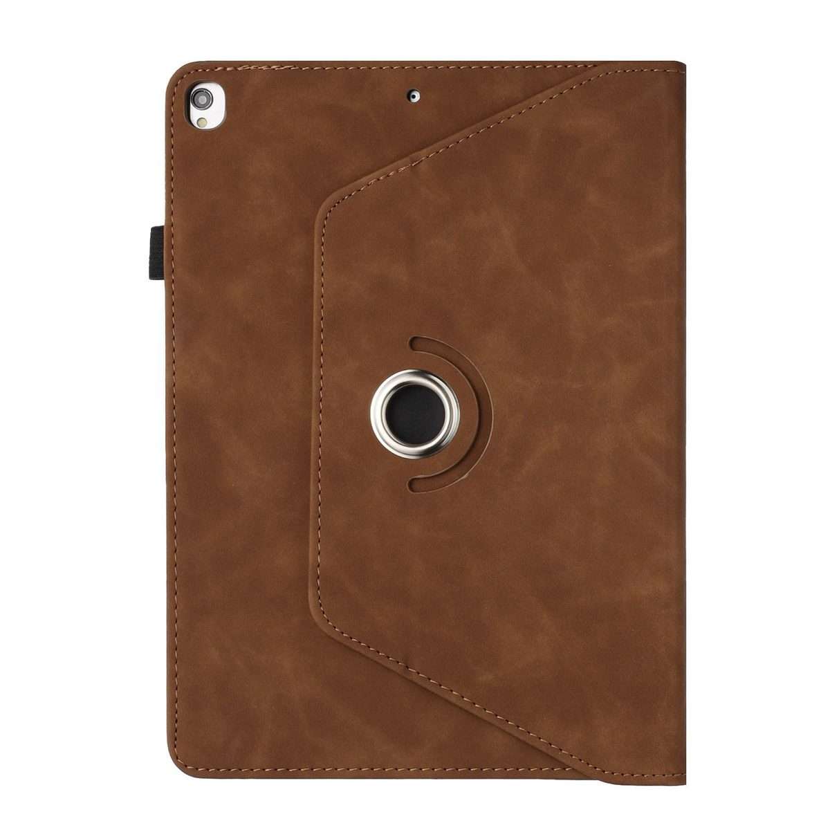 For iPad 10.2 2020 / 2019 / 10.5 2019 Solid Color Rotation Holder Leather Smart Tablet Case(Brown)