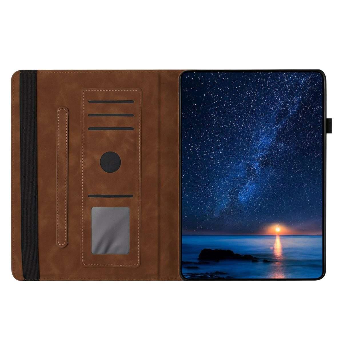 For iPad 10.2 2020 / 2019 / 10.5 2019 Solid Color Rotation Holder Leather Smart Tablet Case(Brown)