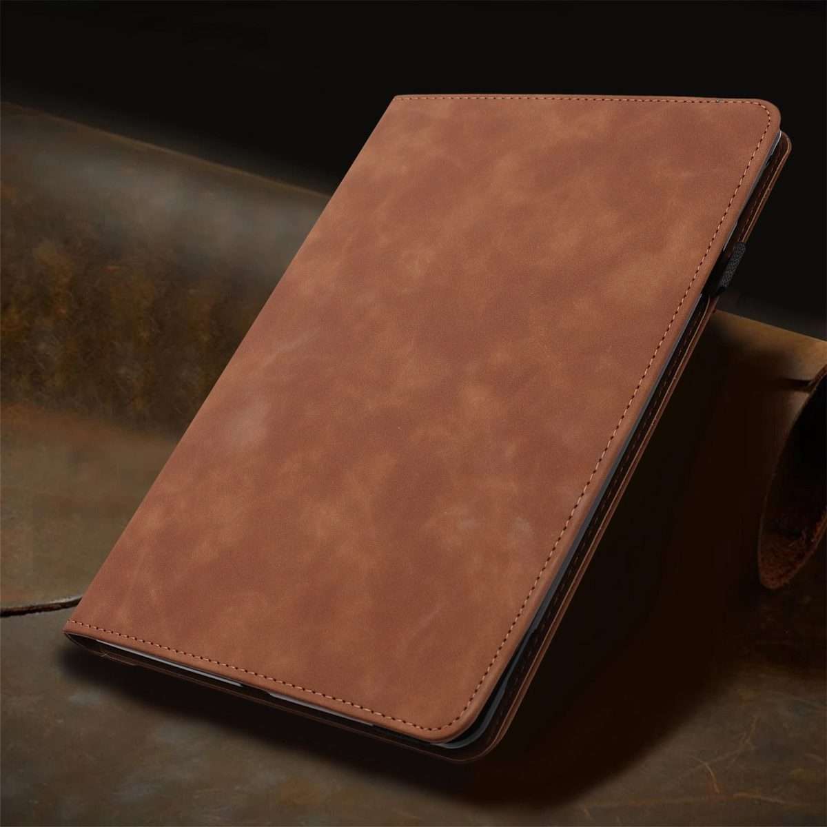 For iPad 10.2 2020 / 2019 / 10.5 2019 Solid Color Rotation Holder Leather Smart Tablet Case(Brown)