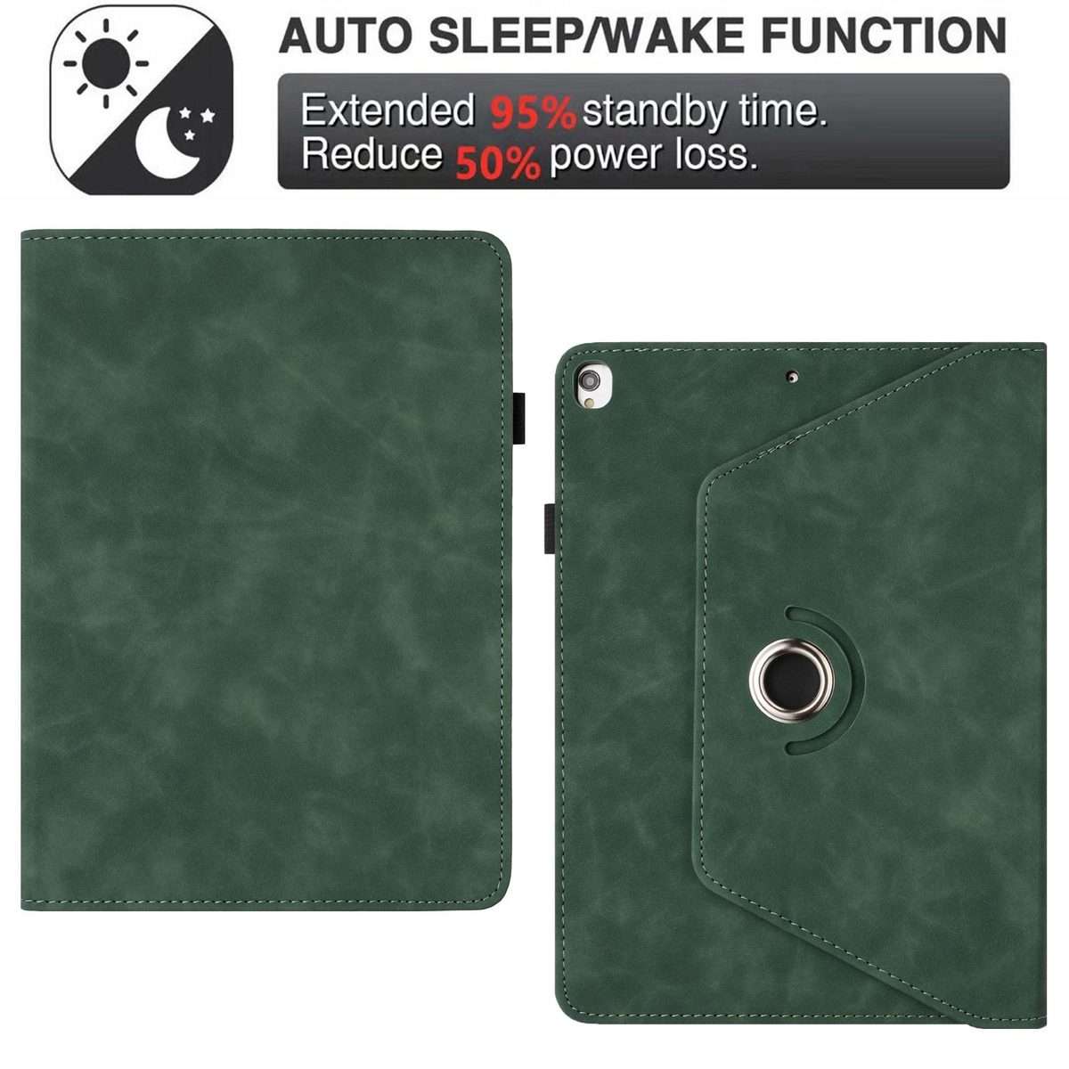 For iPad 10.2 2020 / 2019 / 10.5 2019 Solid Color Rotation Holder Leather Smart Tablet Case(Green)