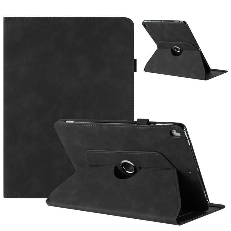For iPad 10.2 2020 / 2019 / 10.5 2019 Solid Color Rotation Holder Leather Smart Tablet Case(Black)