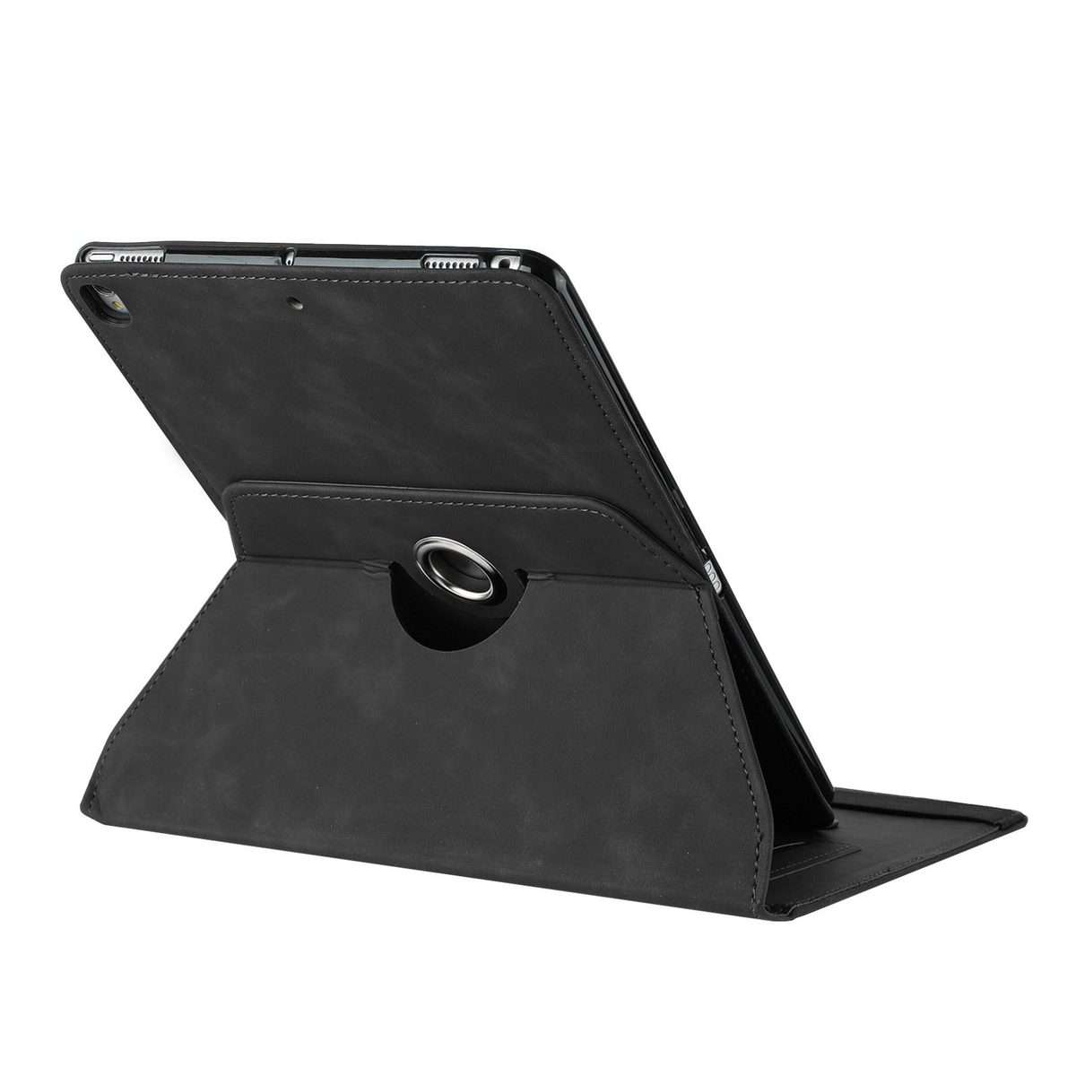 For iPad 10.2 2020 / 2019 / 10.5 2019 Solid Color Rotation Holder Leather Smart Tablet Case(Black)