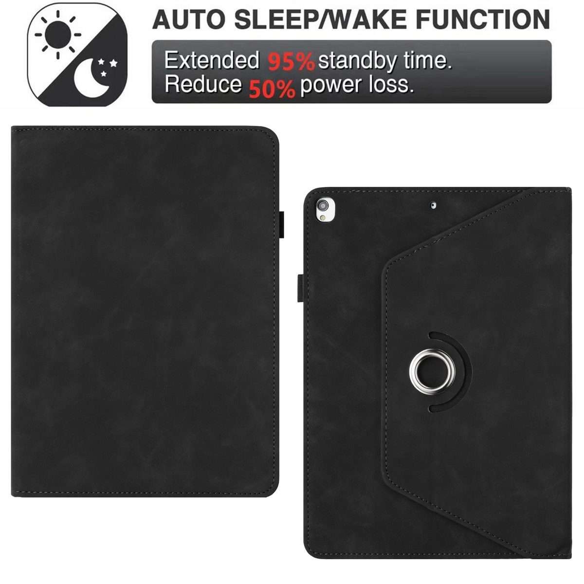 For iPad 10.2 2020 / 2019 / 10.5 2019 Solid Color Rotation Holder Leather Smart Tablet Case(Black)