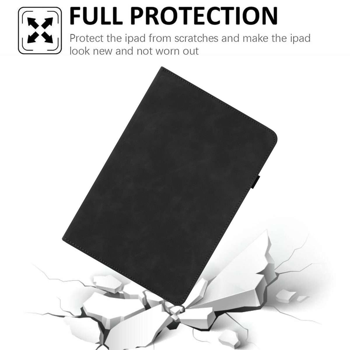 For iPad 10.2 2020 / 2019 / 10.5 2019 Solid Color Rotation Holder Leather Smart Tablet Case(Black)