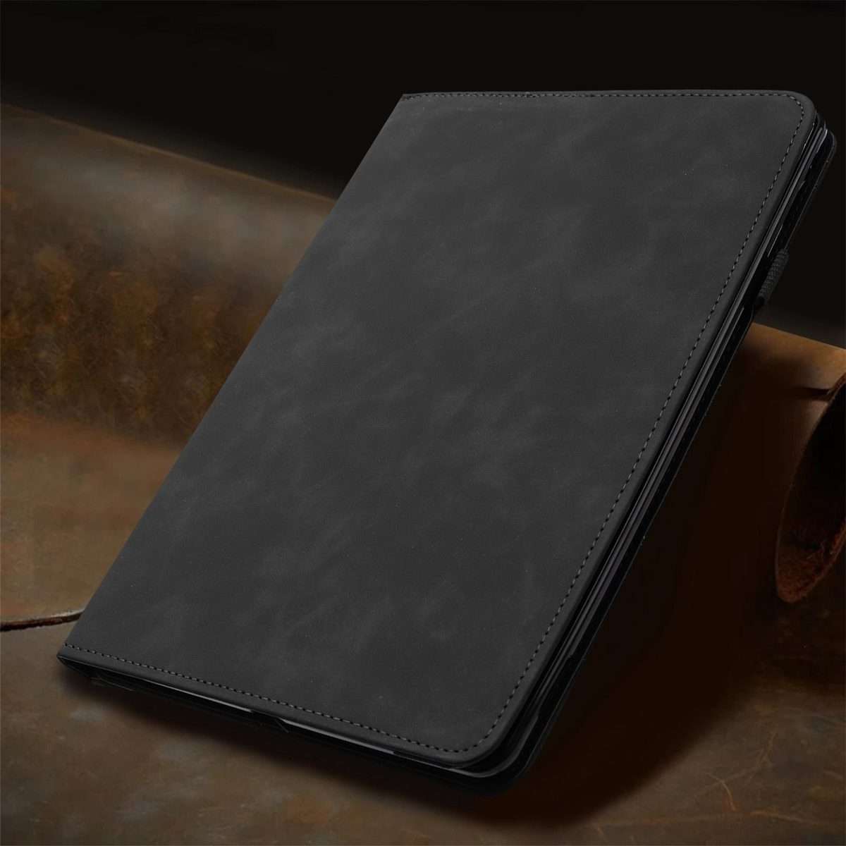For iPad 10.2 2020 / 2019 / 10.5 2019 Solid Color Rotation Holder Leather Smart Tablet Case(Black)