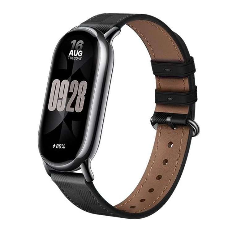 For Xiaomi Smart Band 10 / 9 / 8 xDfind Plaid Texture Leather Watch Band(Black)