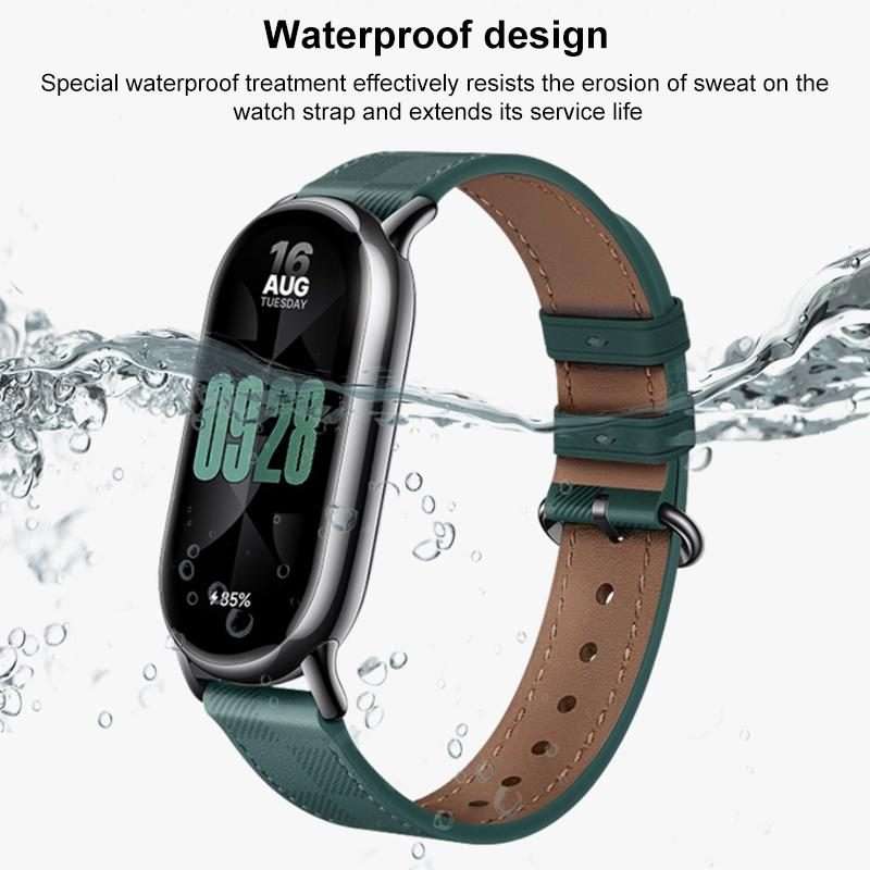 For Xiaomi Smart Band 10 / 9 / 8 xDfind Plaid Texture Leather Watch Band(Black)