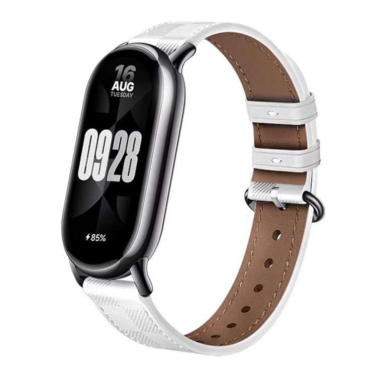 For Xiaomi Smart Band 10 / 9 / 8 xDfind Plaid Texture Leather Watch Band(White)