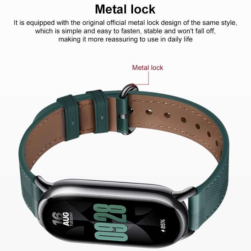 For Xiaomi Smart Band 10 / 9 / 8 xDfind Plaid Texture Leather Watch Band(White)