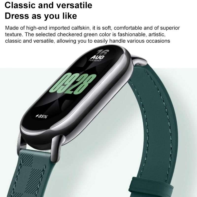 For Xiaomi Smart Band 10 / 9 / 8 xDfind Plaid Texture Leather Watch Band(White)