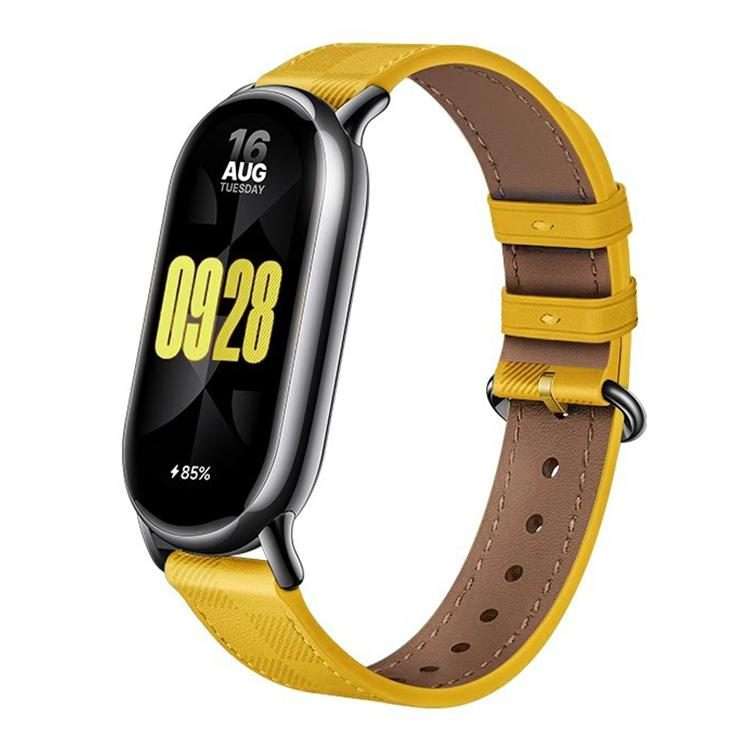 For Xiaomi Smart Band 10 / 9 / 8 xDfind Plaid Texture Leather Watch Band(Yellow)