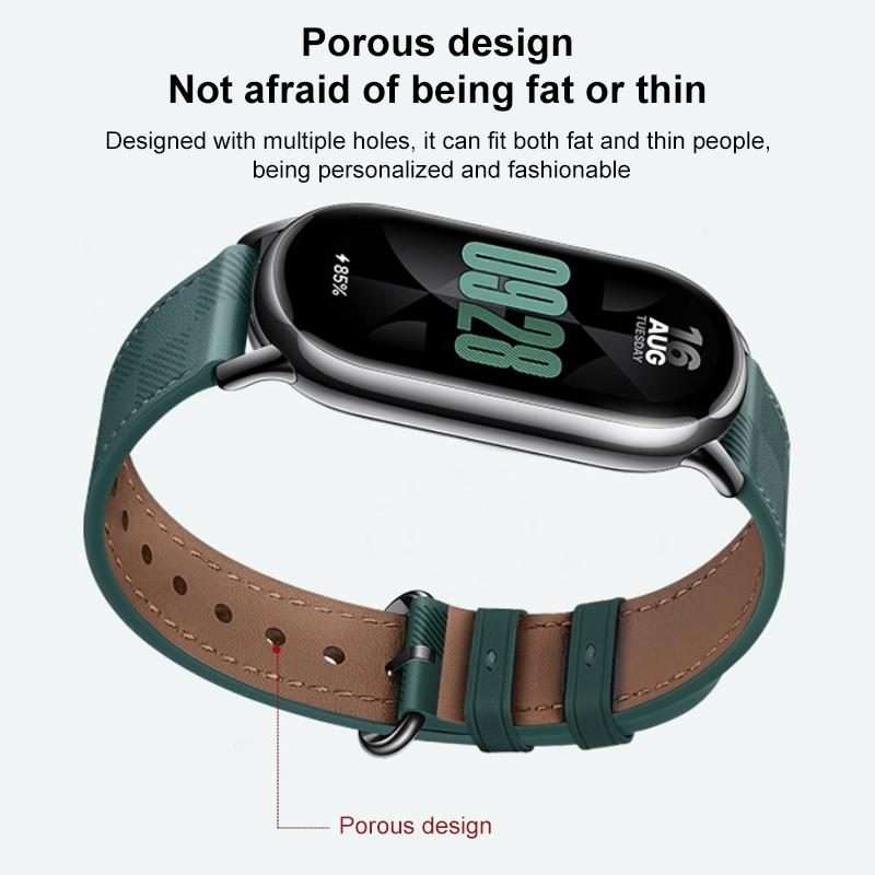 For Xiaomi Smart Band 10 / 9 / 8 xDfind Plaid Texture Leather Watch Band(Olive Green)