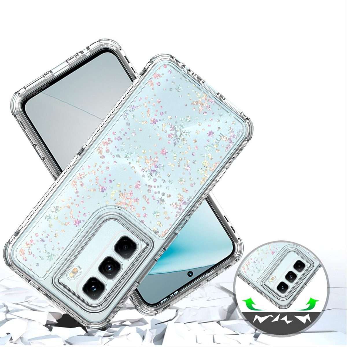 For Infinix Hot 50 Pro 4G Transparent Acrylic Laser Paper Phone Case(Snowflake)
