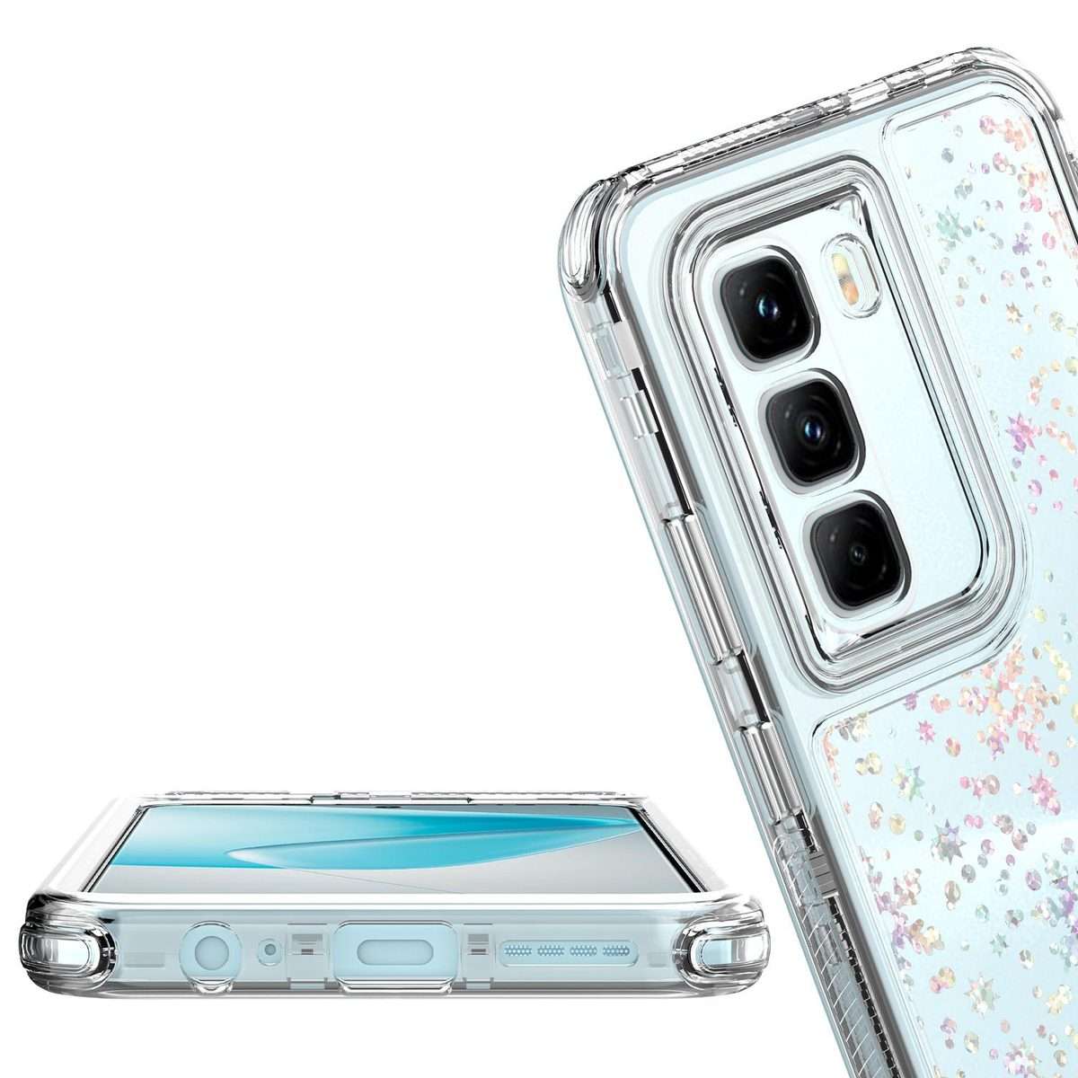 For Infinix Hot 50 Pro 4G Transparent Acrylic Laser Paper Phone Case(Snowflake)